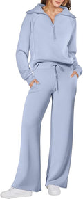 ANRABESS Women 2 Piece Outfits 2025 Fall Fashion Airport Wide Leg Pants Lounge Set Leisure Travel Vacation Clothes Sweatsuits