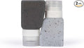Gravel Silicone Travel Bottles for Toiletries 3oz (2-Pack) – Leakproof, BPA-Free, TSA Approved Travel Bottles with Label System for Shampoo, Conditioner, and Liquid Toiletries (Clear & Gray)