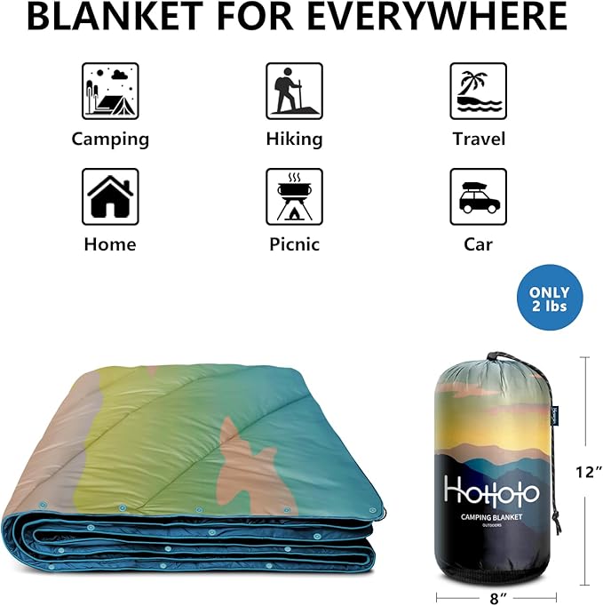 Camping Blanket,Lightweight Puffy Printed Camping Blanket Packable Outdoor Blanket for Camping,Traveling, Stadium, Hiking, Picnics