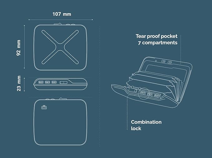 ÖGON -DESIGNS- Aluminum code wallet, lockable with a 3 digit code, RFID protection against fraud and demagnetization, secured card holder