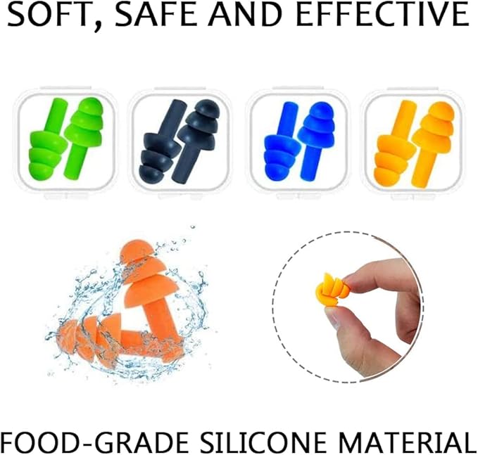 Earplugs for Sleeping, 27 Pairs Silicone Ear Plugs for Swimming with Aluminum Carry Case Noise Reduction for Learning, Hearing Protection, Concerts, Airplanes, Shooting for Woman, Man, Kids (27)