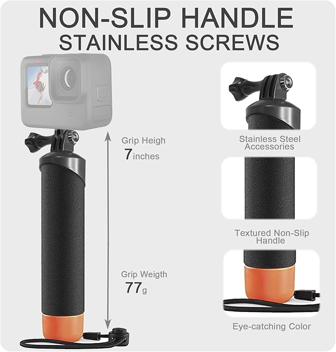 FitStill 60M/196FT Diving Kit for DJI osmo Action 5 pro/4/3, Waterproof Housing + Buoyancy Handle for Underwater Shooting DJI Action 5pro/4/3 Protective Accessories