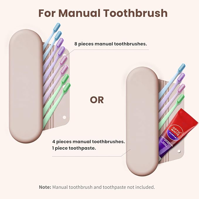 Silicone Electric Toothbrush Travel Case, Manual Toothbrush Travel Cover for Men and Women,Toothbrush Holder for Travel,Gym and More, Fits Most Manual and Electric Toothbrushes - Sand Pink
