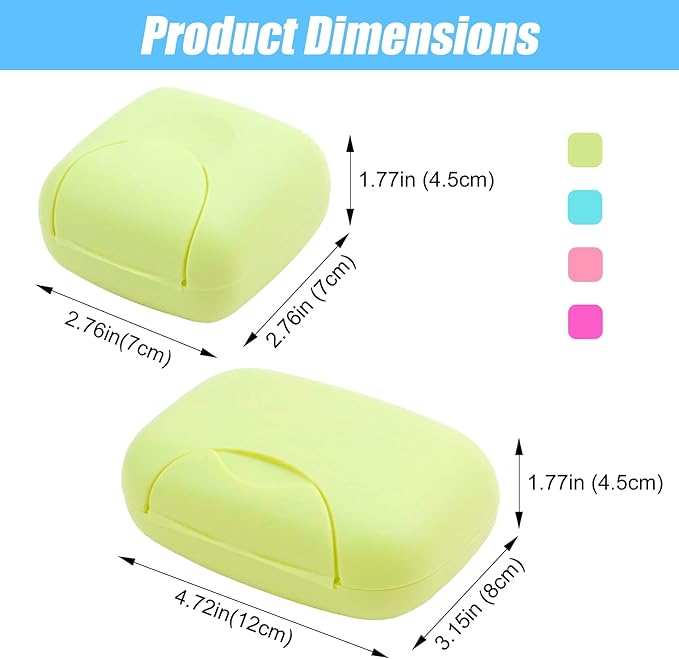 RETON 4 Pcs Travel Soap Container, Portable Soap Holder Dish, Plastic Shampoo Bar Box Case for Bathroom, Shower, Camping, Gym, Outdoor, Hiking, Home (2 Small+2 Large)