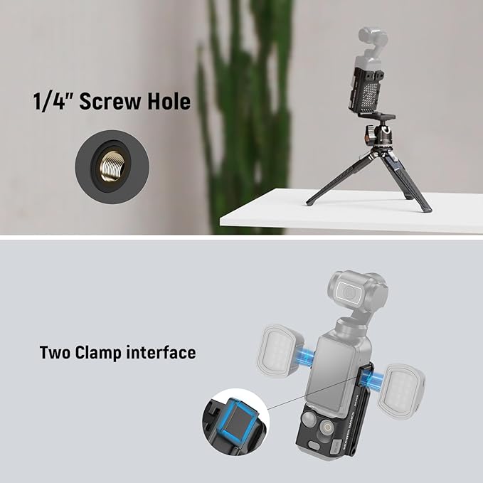 NEEWER Basics Magnetic Mount Stand Compatible with DJI Osmo Pocket 3, Creator Combo Accessories Expansion Adapter with 1/4" Screw Hole, Plastic Bracket for Battery Grip NEEWER M21 Fill Light, AC024