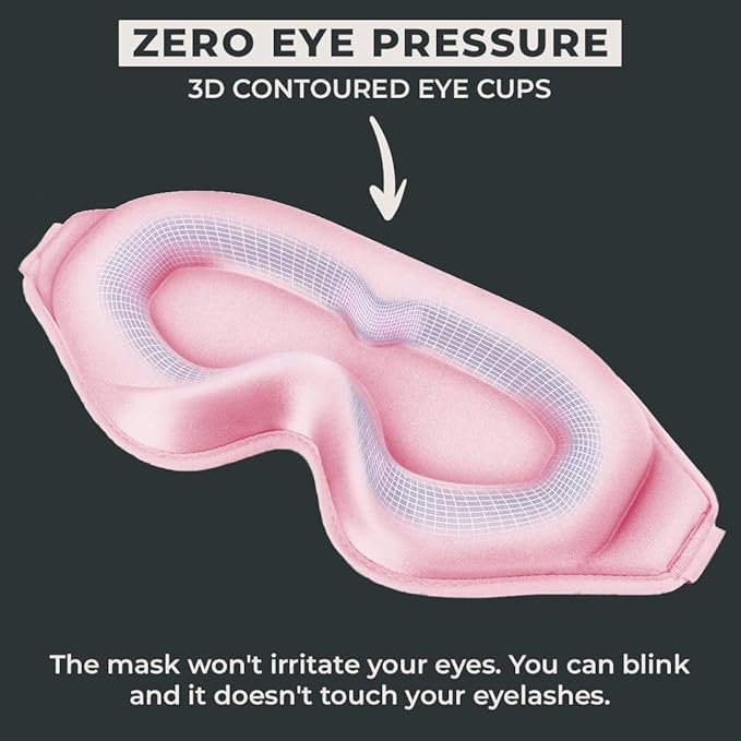 FlyHugz® 3D Travel & Home Sleep Mask|Ultra-Soft, 100% Light-Blocking Eye Mask for Deeper Sleep,Adjustable Strap with Nose Bridge Design|Perfect for Travel and Insomnia