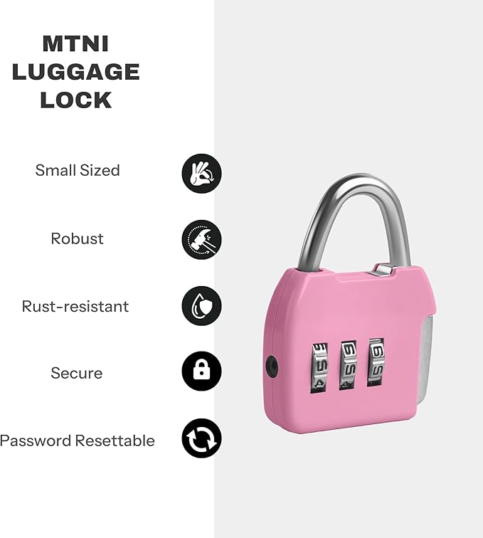 Small Combo Lock, 3 Digit Padlock Combination, Travel Luggage Locks, Portable Small Locker Lock with Code for Suitcase, Bag, Tool Box, Backpack Zipper, Diary (Pink+Pink, 2-Pack)