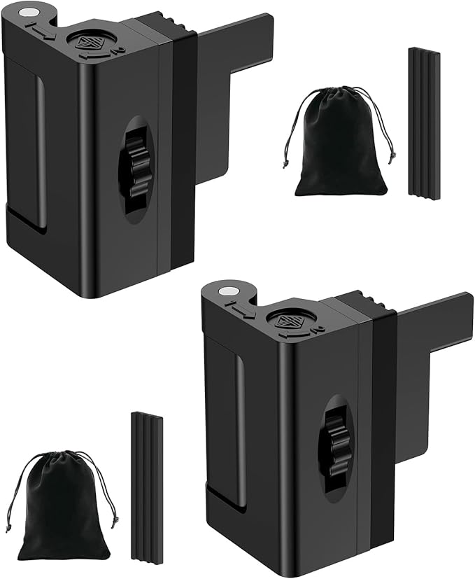 Portable Door Lock for Travel, Adjustable No Drilling Door Reinforcement Lock, Extra Latch Stopper for Hotel Room, Home Apartment, Inward Swing Door - Family & Travelers Security (Black-2PCS)
