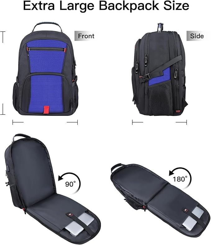 ANTERK Travel Laptop Backpack, 18.4 Inch Laptop Backpacks for Men Women, 55L Anti Theft Water Resistant College Bussiness TSA Airline Approved Work Computer Backpack, Dark Blue