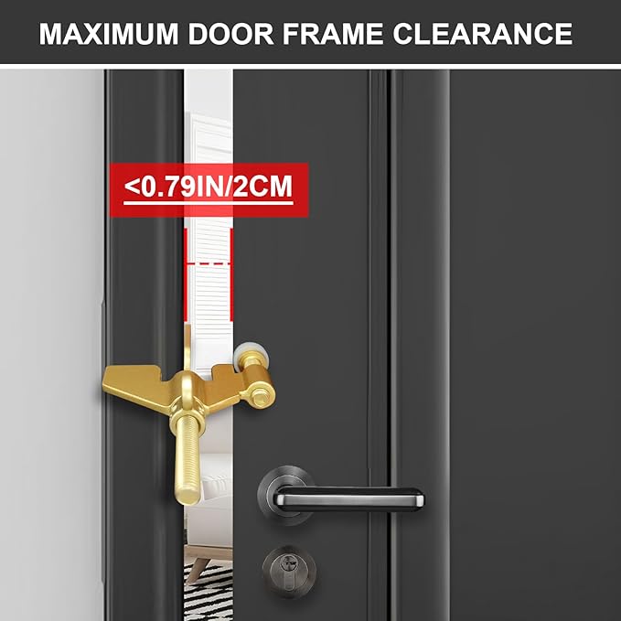 AceMining Upgraded Portable Door Lock Home Security Door Locker Privacy Perfect for Traveling Hotel Home Apartment College and Travel Lockdown Locks for Additional Safety, Golden