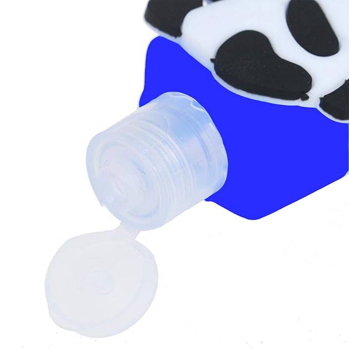 6Pcs Travel Size Kids Empty Hand Sanitizer Bottles with Keychain Holder Detachable Silicone Protective Case 30ml Plastic Travel Bottles Leak Proof Refillable Containers - Panda