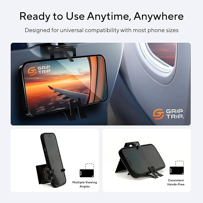 Airplane Phone Holder Mount for Travel – Airplane Essentials Cell Phone Holder for Desk - Compact, Credit Card-Sized Flying Essential Accessory for iPhone & Android Mobile Phones