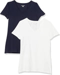 Amazon Essentials Women's Regular-Fit Short-Sleeve T-Shirt (Crewneck and V-Neck Options), Multipacks