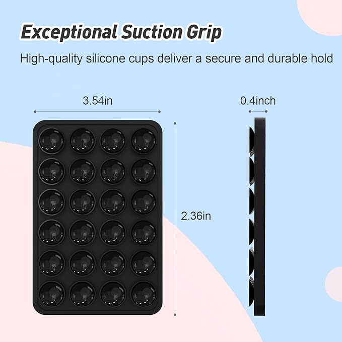 Magnetic Suction Phone Mount for MagSafe Case,Silicone Sticky Phone Grip Holder for iPhone,Removable Hands-Free Selfie/Video for TikTok & Instagram Influencer/Creator (Black)