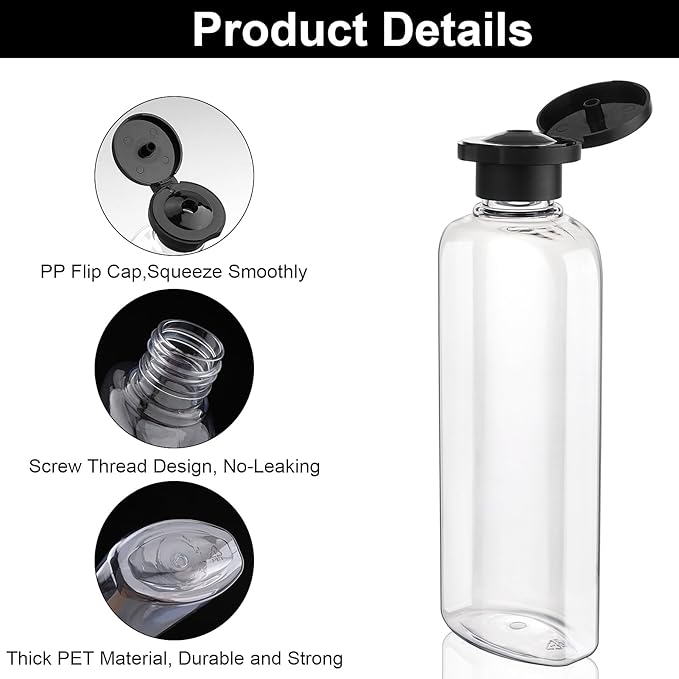 Travel Shampoo and Conditioner Bottles 7.7oz 9 Pack Leak Proof Squeeze Bottles with Flip Cap Refillable Containers Plastic Travel Bottle for Toiletries for Lotion Shampoo Conditioner