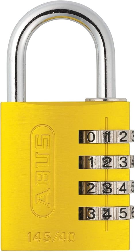 ABUS 145/40 Non-TSA Combination Padlock for Hard Cases, Luggage, Resettable, Yellow