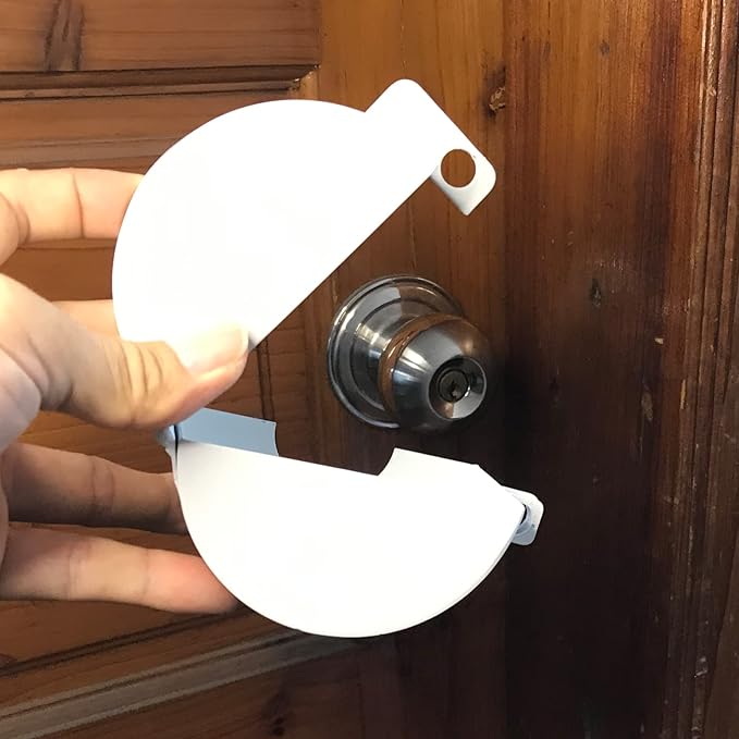 Door Knob Lock, Metal (White）Apply to Door Lockout Device，Prevents Turning of Door knob and Access to Keyhole, Door knob Child Proof Cover case Door Lock(with Padlock)