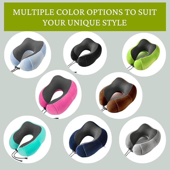 Travel Pillows for Airplane - Neck Pillow Airplane and Car Use - Soft Comfortable Memory Foam Travel Neck Pillow - Travel Essentials for Women and Men (Fruit Green)