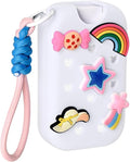 Silicone Mist Case with Touchland, Hand Sanitizer Spray Bottle (Fit for 1.5 FL OZ/45 mL Ver), with Refillable Spray Bottle 5 Charms and Keyring Accessory (White)