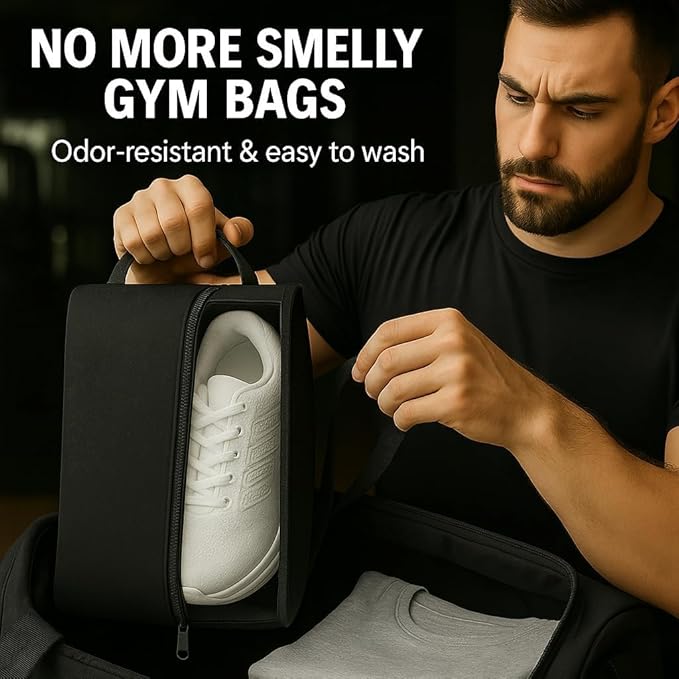 Shoe Bag for Travel, Gym & Sports – Water-Resistant Shoe Bag Cover/Pouch with Transparent Mesh Panel, Durable Zipper & Carry Handle – Fits Men’s Size 12 – Keeps Clothes Clean & Odor-Free | Pack of 3