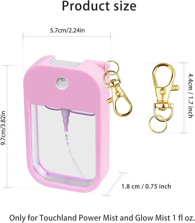 Silicone Case for Touchland Hand Sanitizer Spray 1 FL OZ., Stylish Protective Cover with Keychain Hanging Accessory