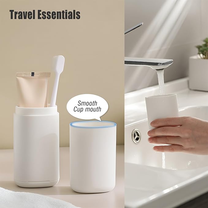 AIMAIAIMAI Travel Toothbrush Case with Cup, Gray - Toothbrush and Toothpaste Travel Case, Doubles as Dorm Toothbrush Holder, Detachable Base, Compact Toothbrush Covers for Camping, Business Trip