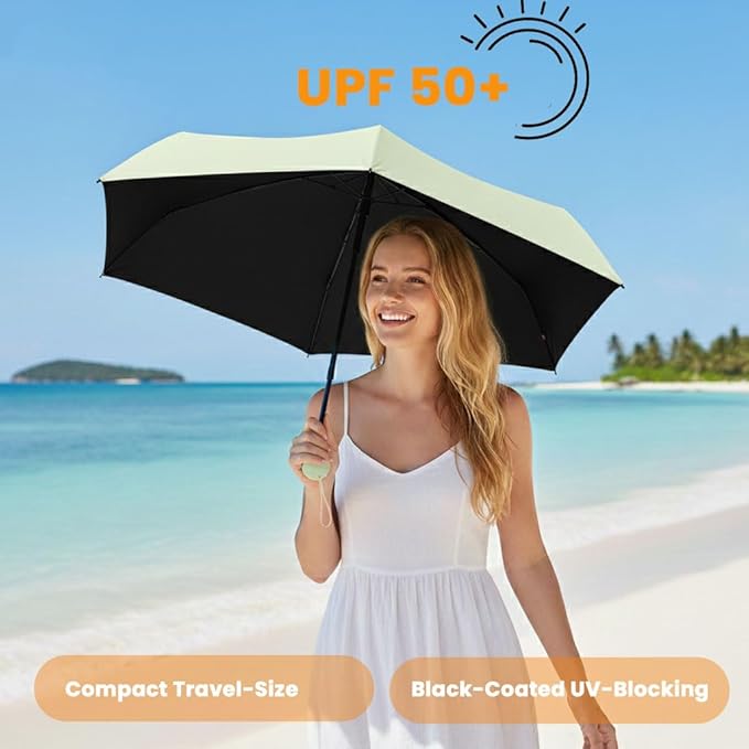 MRTLLOA Travel Essentials Mini Umbrella with Case for Purse - Small Compact & Lightweight, UV Sun Protection, Manual Open/Close for Pocket Umbrella(Women/Men/Kids)