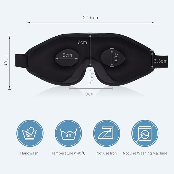 Sleep Eye Mask for Men Women,Zero Pressure 3D Blackout Eye Mask for Sleeping,Eye Covers with Adjustable Strap,Soft Breathable Travel Sleep Mask for Airplane,Includes Ear Plugs(Blue)