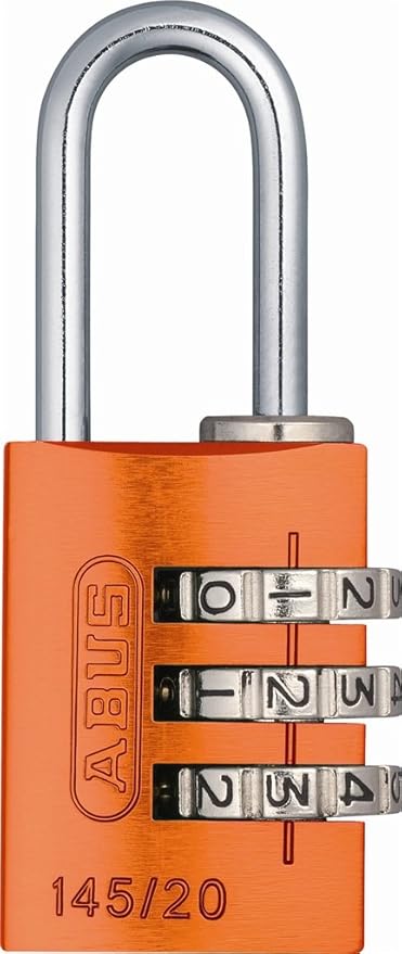 ABUS 145/20 Non-TSA Small Combination Lock for Luggage, Backpack, Resettable, Orange