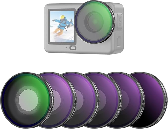 NEEWER CPL + ND Filter Set Compatible with DJI Osmo Action 6 Only, ND8/16/32/64/256 Adjustable Circular Polarizing Filter Lens Polarizer Screw On Multicoated Action Camera Accessories, FL-B109