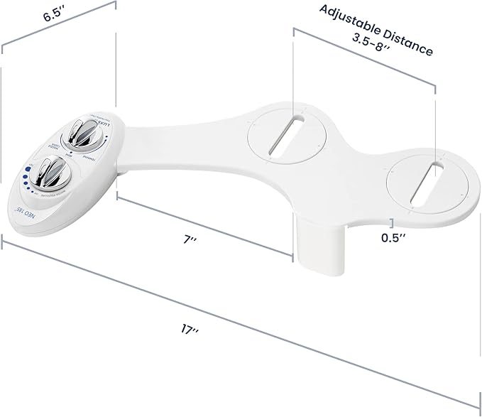 LUXE Bidet NEO 185 - Dual Nozzle, Self-Cleaning, Non-Electric Bidet Attachment for Toilet Seat, Adjustable Water Pressure, Rear & Feminine Wash (White)