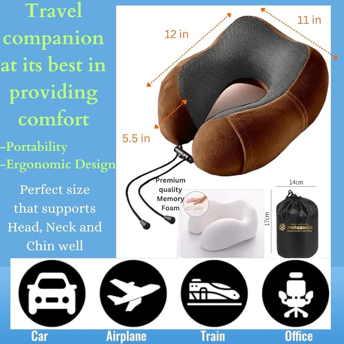 Travel Pillows for Airplane - Neck Pillow Airplane and Car Use - Soft Comfortable Memory Foam Travel Neck Pillow - Travel Essentials for Women and Men (Navy Blue)