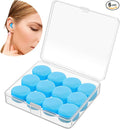 TrelaCo 12 Pack Soft Ear Plugs for Sleeping, Reusable Moldable Silicone Earplugs Noise Cancelling Reduction for Concerts, Swimming, Shooting, Snoring, Airplane, Musicians, Motorcycle(Blue)