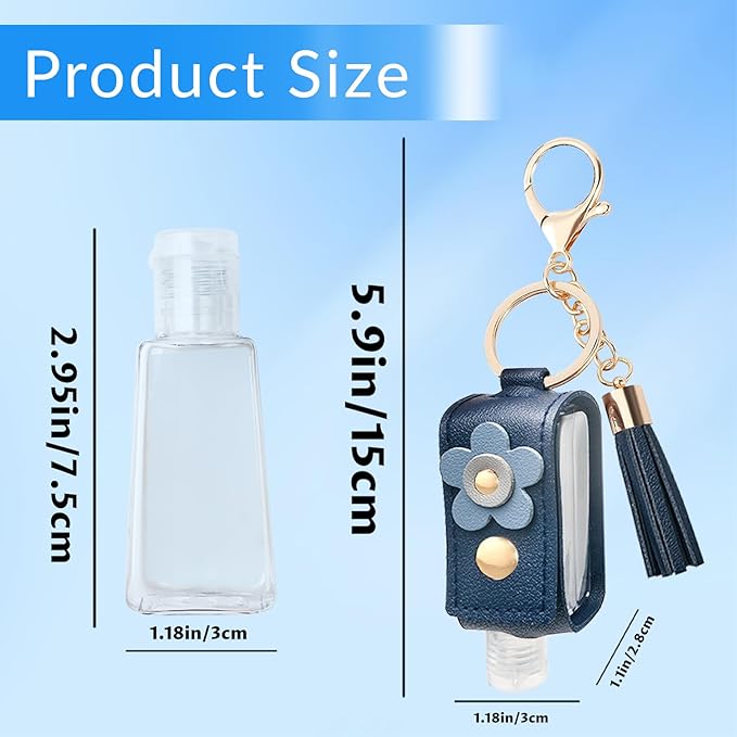 4Pcs Hand Sanitizer Keychain, 30ml Refillable Portable Hand Sanitizer for Toiletry Lotion Liquid Soap Shampoo