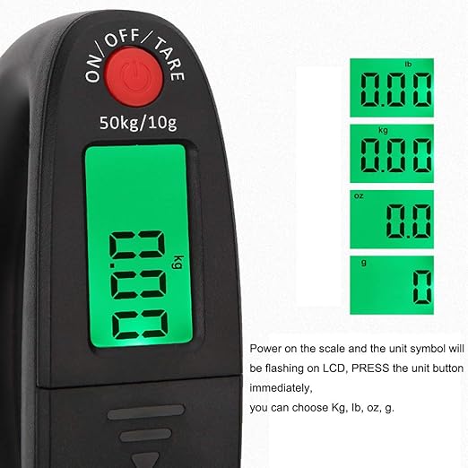 110lb 50kg Portable Luggage Scale Digital Hanging Postal Scales, 2 AAA Batteries (Not Included)