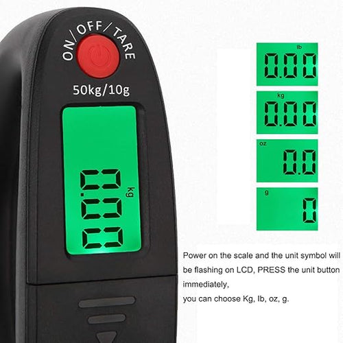 110lb 50kg Portable Luggage Scale Digital Hanging Postal Scales, 2 AAA Batteries (Not Included)