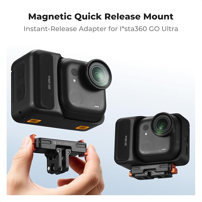 K&F CONCEPT Magnetic Quick Release Adapter Mount Compatible with Insta360 GO Ultra, Expansion Base Stand with 1/4 Screw Hole/Foldable Connector for Tripod, Selfie Stick, Action Camera Accessories