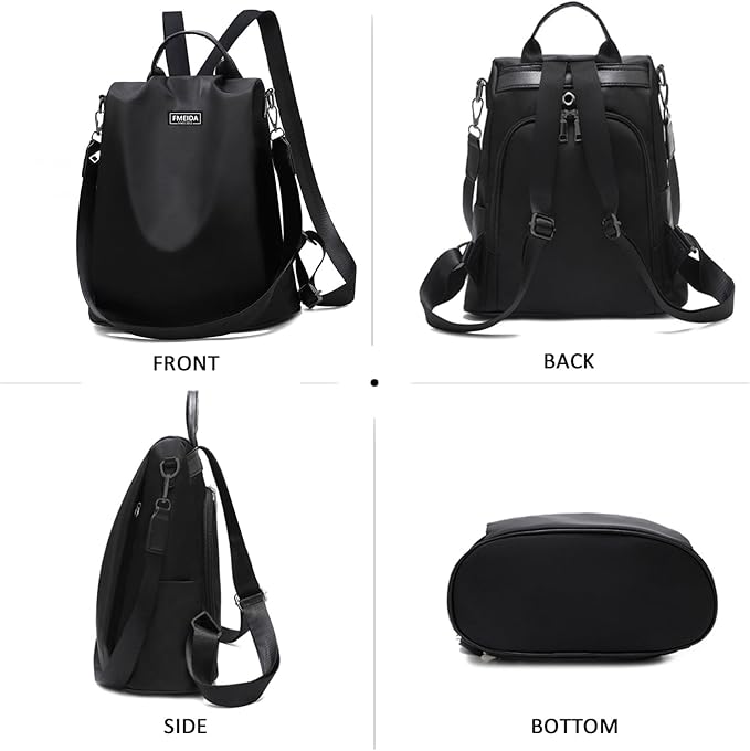 Large Travel Backpack for Women Waterproof Back Pack Black Shoulder Bag Fashion Backpack Purse Anti-Theft Daypack for College Work