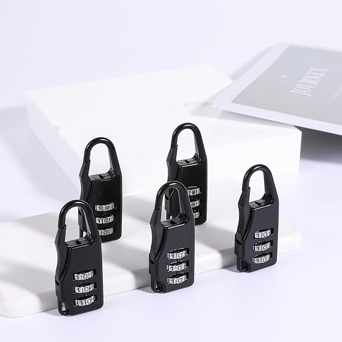 5 Packs Combination Luggage Lock, 3 Digit Combinations Padlock, Black Small Password Security Padlock Zinc Alloy Safe Combination Padlocks for Backpacks Briefcases Suitcases Notebook Bags
