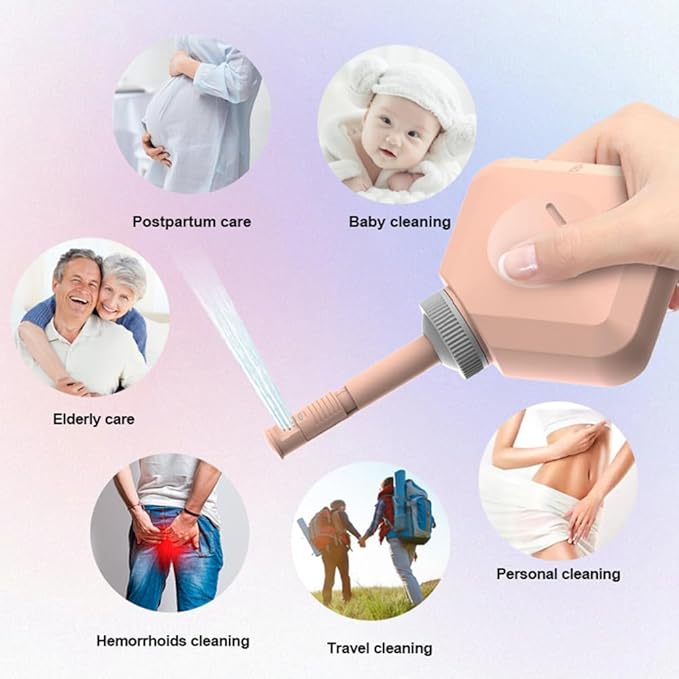 Portable Bidet for Travel, Handheld Toilet Bidet Sprayer for Toilet, 240ml High Pressure Bidet Sprayer 360° Rotating Nozzle for Women & Children Camping