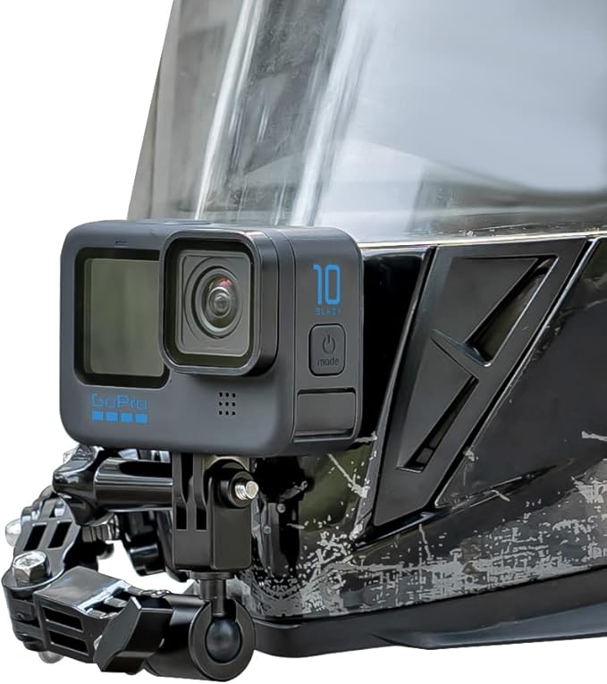 Motorcycle Helmet Chin Mount Kit Compatible with GoPro Hero 13 Black, Hero 12/11/10/9/8/7, DJI Action 6/5 Pro/4/3 and More Action Cameras (Ball Head Motorcycle Helmet Chin Mount)
