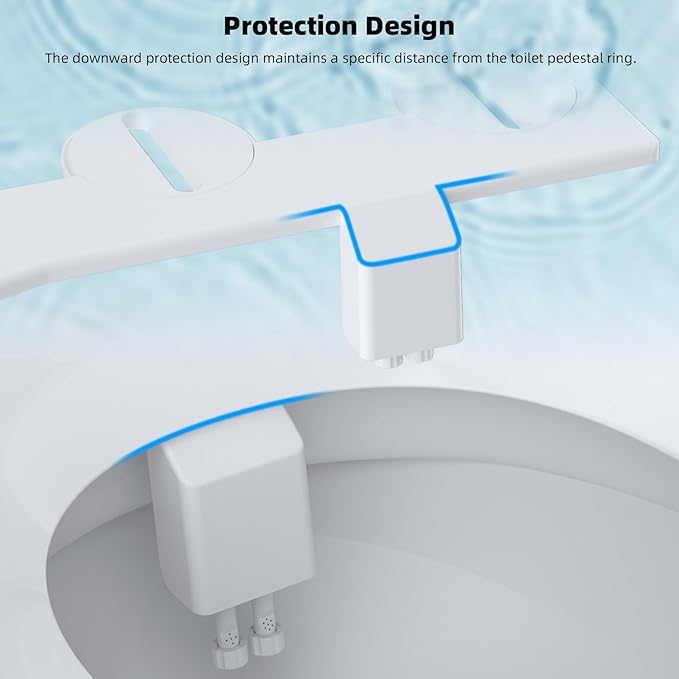 Hibbent Bidet Attachment for Toilet, Non-Electric Dual Nozzle for Frontal & Rear Wash, Adjustable Water Pressure Control, Fresh Water Bidet Toilet Seat, Self Cleaning Water Sprayer, Matte Black