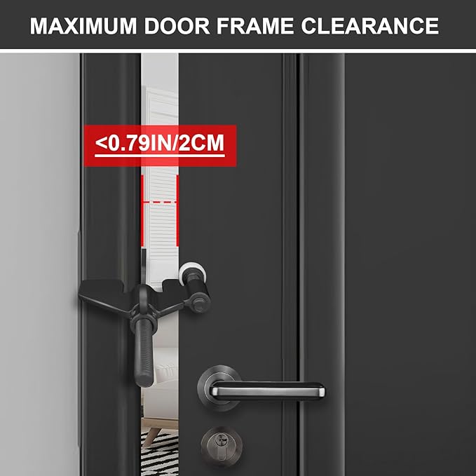 Upgraded Portable Door Lock Home Security Door Locker Privacy Perfect for Traveling Hotel Home Apartment College and Travel Lockdown Locks for Additional Safety, Pack of 2, Black