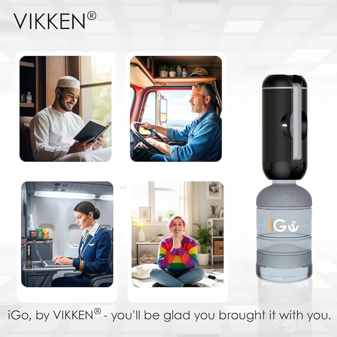 VIKKEN® Portable Travel Bidet USB-Type C Rechargeable Electric Mobile Handheld Ultra Strong Water Spray Personal Hygiene Self Care for Women & Men, iGo-X 250ml Classic