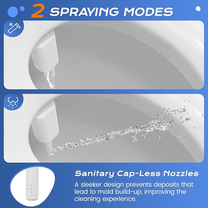 SAMODRA Ultra-Slim Bidet Attachment for Toilet - Self Cleaning Nozzle Hygienic Bidets for Existing Toilets - Adjustable Water Pressure Fresh Water Sprayer Toilet Bidet - Easy to Install