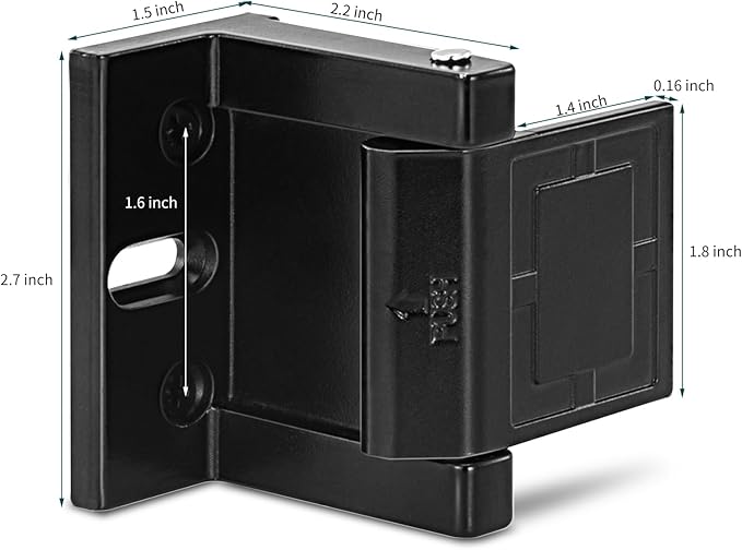 High-Security Reinforced Door Lock – Aluminum Privacy Latch for Home and Hotel, Easy Installation with Stainless Steel Screws, Interior Night Lock for Added Protection (Black-1 Pack)