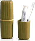 Portable Travel Toothbrush Holder: 2-in-1 Dustproof Toothbrush Travel Case with Rinse Cup, Travel Toothbrush & Toothpaste Containers for Camping, Hiking, School, Business Trip
