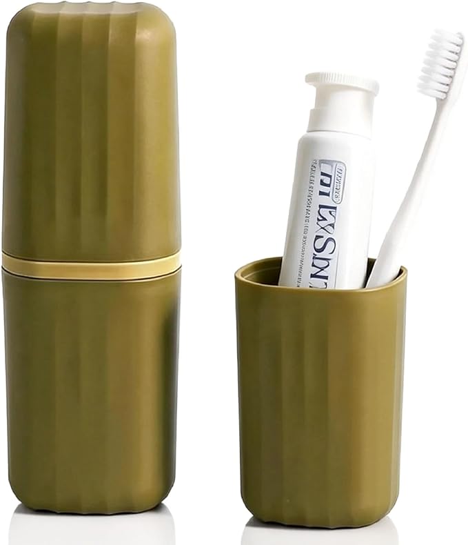 Portable Travel Toothbrush Holder: 2-in-1 Dustproof Toothbrush Travel Case with Rinse Cup, Travel Toothbrush & Toothpaste Containers for Camping, Hiking, School, Business Trip
