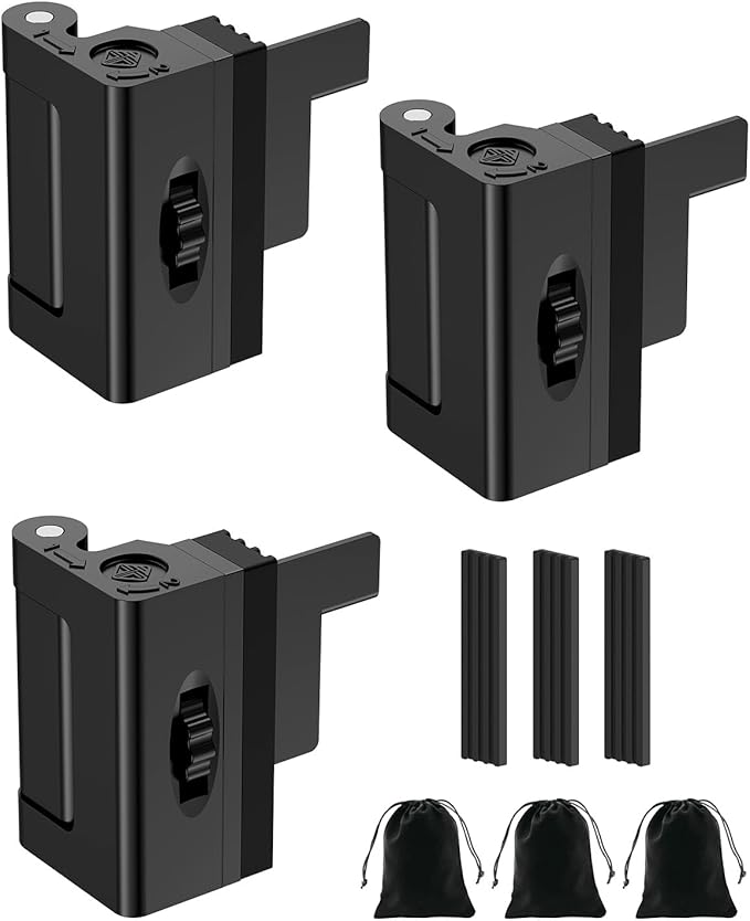 Portable Door Reinforcement Lock for Travel & Home, No Screws Instant Install Safety Lock for Inward Swing Front Door, Hotel, Apartment - Extra Latch from Inside Withstand 800lbs (Black-3PCS)