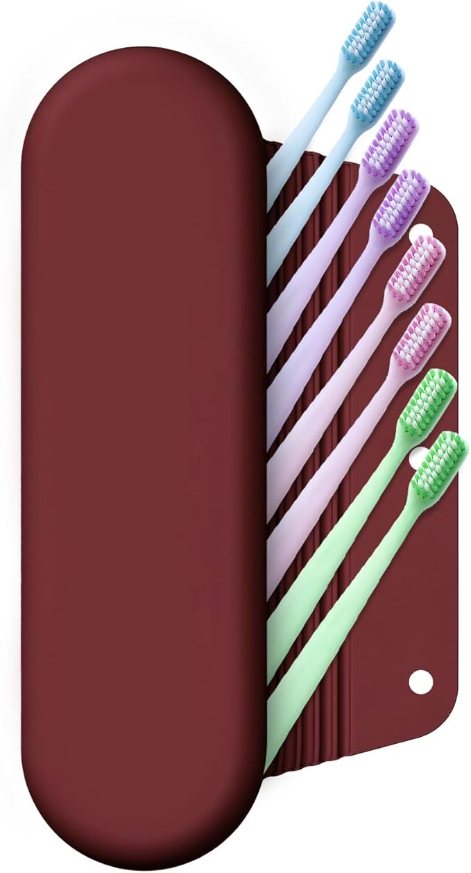 Silicone Electric Toothbrush Travel Case, Manual Toothbrush Travel Cover for Men and Women,Toothbrush Holder for Travel,Gym and More, Fits Most Manual and Electric Toothbrushes - Burgundy